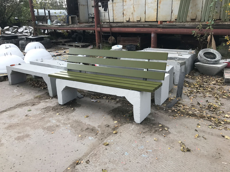 Тяжелые бетонные скамейки со спинкой СКМ-17